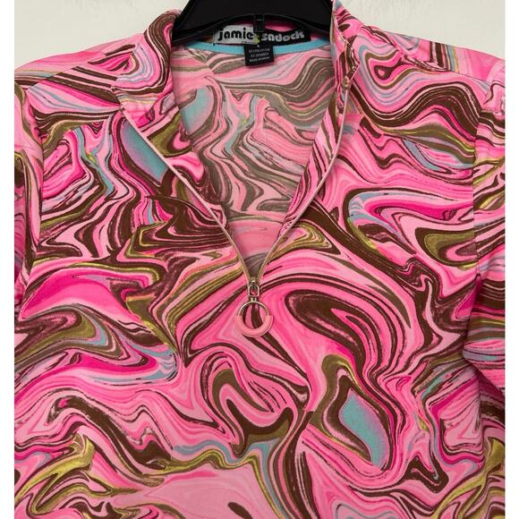 Jaime Sadock Pink Sugar Angel Whirl Marble 1/4 Zip Long Sleeve Golf Shirt Small - Picture 9 of 13